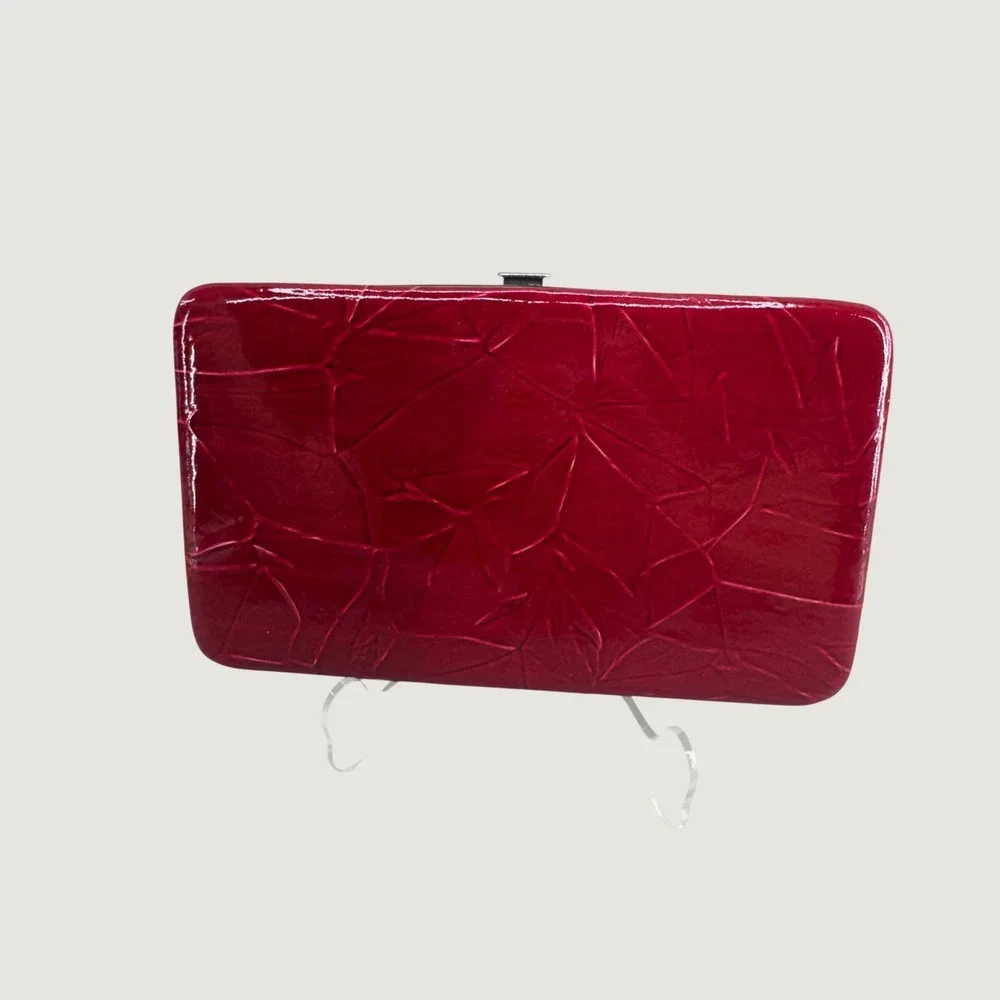 Unbranded Horseshoe Cross Rhinestone Wallet Red Patent Western Goth McBling